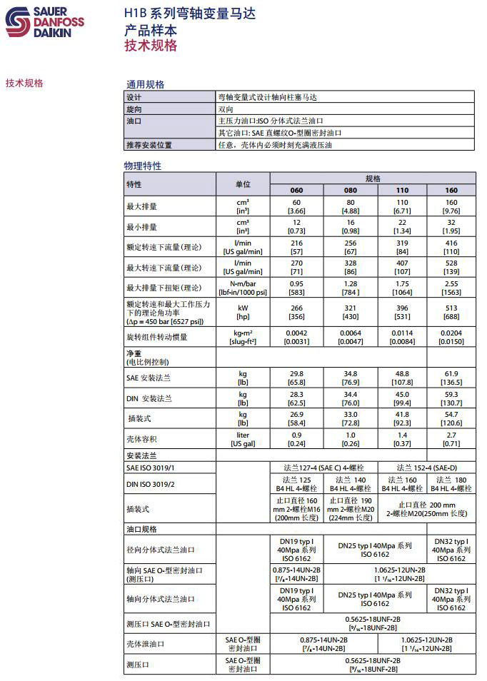 丹佛斯液压马达 H1B